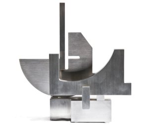 Sculpture acier inox . Navire Spatial