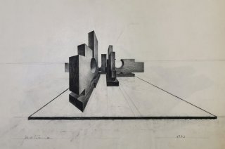 Dessin architectural sur papier d'Arches. pièce unique