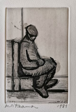 Gravure personnage Assis
